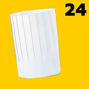 24 (2 dozen) white pleated paper disposable chef hats