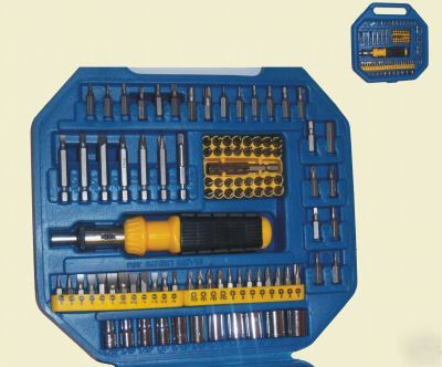 101 pc stubby ratchet torx hex screwdriver bits set