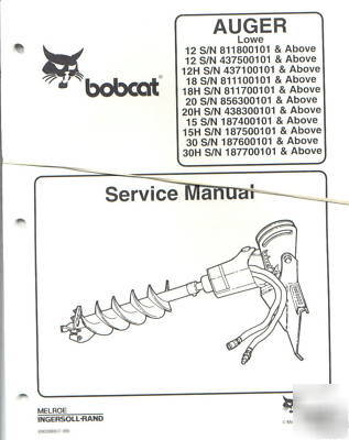 Bobcat 12 12H 18 18H 20 20H 15 15H auger service manual