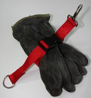 Firefighter quick release glove strap sav-a-jake red