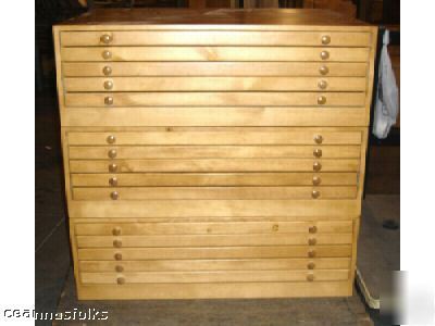 Flat file cabinet solid wood 15 drawers custom finish 