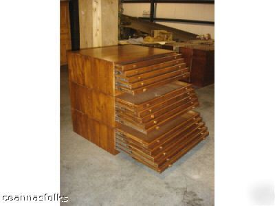 Flat file cabinet solid wood 15 drawers custom finish 