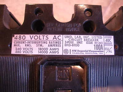 Ite 100A / 480V circuit breaker EH3-B100