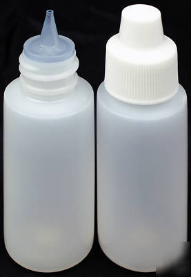 New plastic dropper bottles w/overcap, 1-oz. 20-pack 