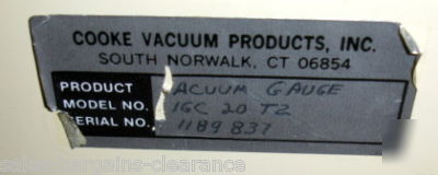 Cooke igc-20TZ vacuum gauge micron control panel