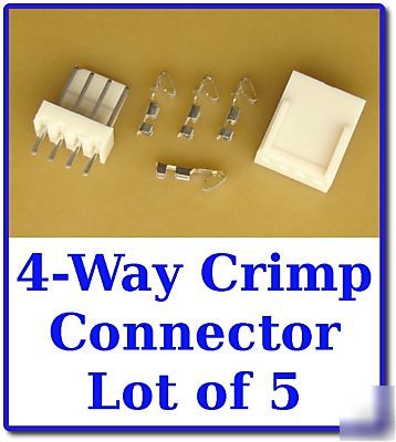 5X 4-way latching pin header+crimp terminal+housing kit