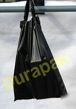 12X16X4 500 pk black polydraw handle ldpe shopping bag 