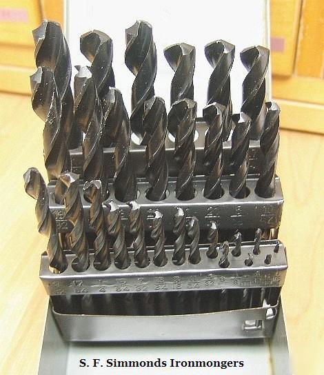 New 29 drill indexed drill bits in steel box, exc & 