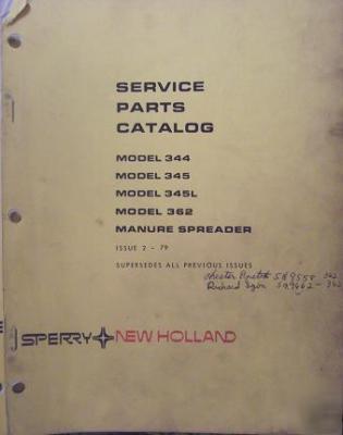 New holland 344, 345, 345L, 362 manure spreaders manual