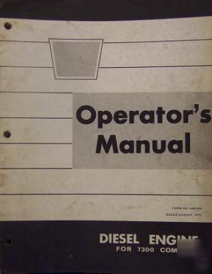 Oliver 7300 combine diesel engine operator's manual