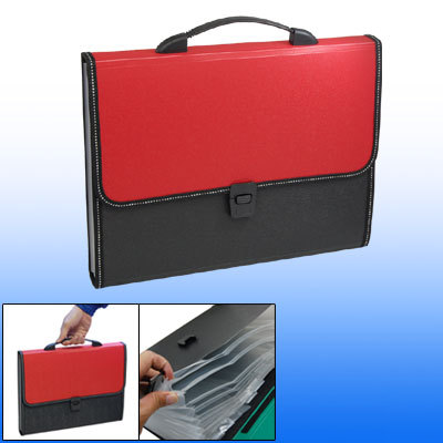 Large document 13 compartment hand bag holder red black