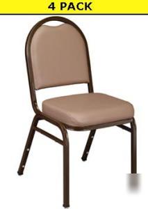 New nps 9201 (4 pk) beige vinyl upholstery stack chair