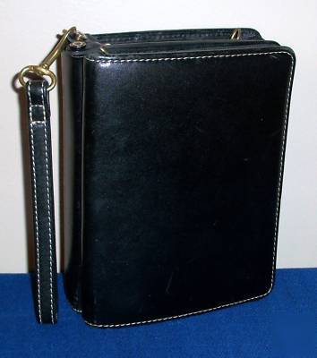 Compact black leather franklin planner/handbag wallet