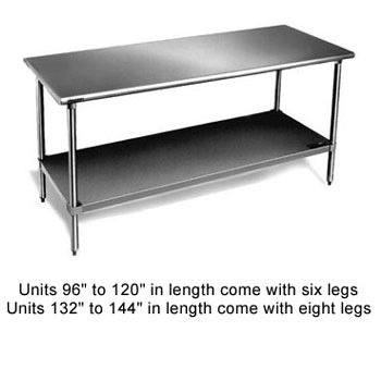 Eagle T3660SEB work table, stainless steel top, undersh