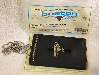 Boston leather neck chain id/badge holder