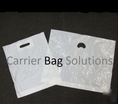 100 white patch plastic carrier bags - 22