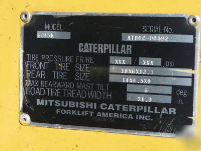2001 caterpillar GC15K 3000 lb 3 stage forklift 1