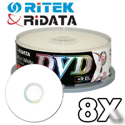 25 ridata 8X dvd+r white inkjet double dual layer disk
