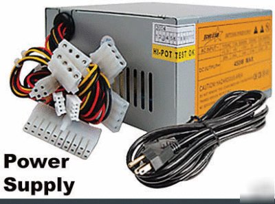 New 450 watts total atx power supply 115, 230V switch