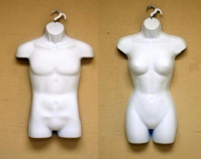 New two(2) mannequin male & female dress form white