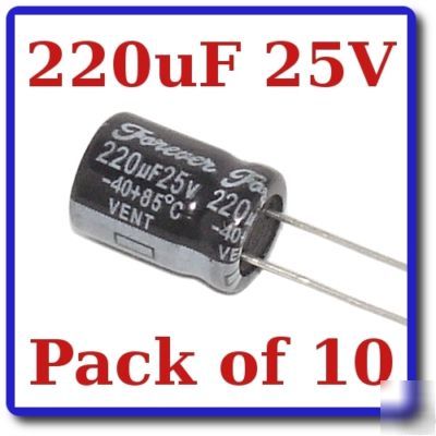 10X 220UF/25V electrolytic capacitor 220UF 25V (EC06)