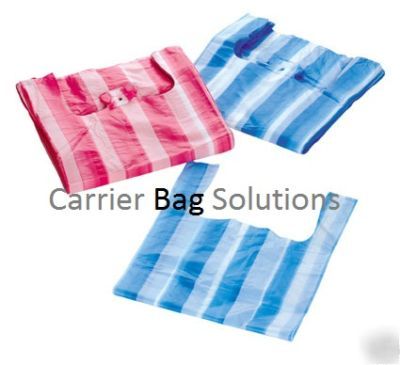 500 blue stripe vest plastic carrier bags - 11
