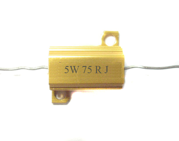 1 x 75 ohm 75R r j aluminium clad resistor 5W 5 w watt