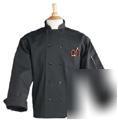 10 pearl button black chef coat - 402B (size xlarge)