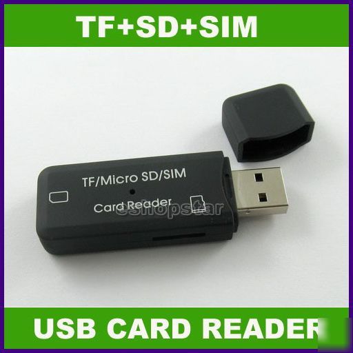 Usb 2.0 sd tf t-flash & cell phone gsm sim card reader