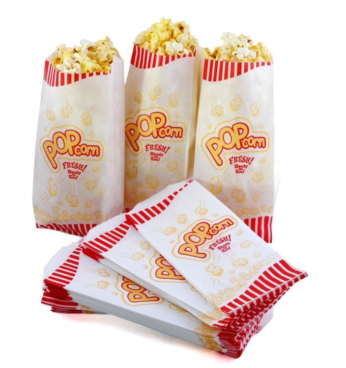 Case of 1000 1 ounce (oz) popcorn theater bags paper