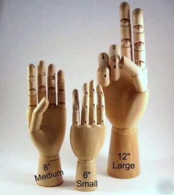 New wooden mannequin display hands set of three - nwt