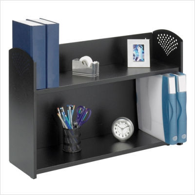 Double tier multi purpose book shelf in black