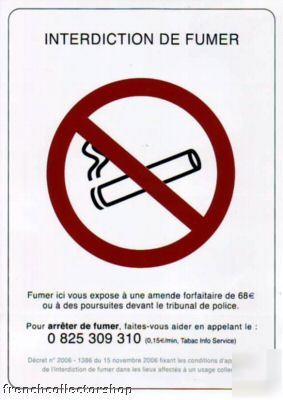 Interdiction de fumer official no smoking french sign
