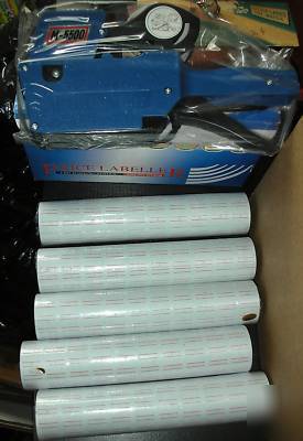 New lot of price gun & 61 rolls of labels & extra ink