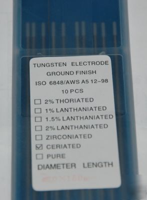 Tungsten electrodes ceriated WC20 grey 2.0X150 10PCS