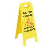 New carlisle yellow wet floor sign in english and