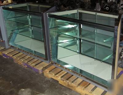2 glass retail display cases & counter (3 pieces total)