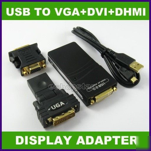 New usb 2.0 to dvi, hdmi and vga multi-display adapter