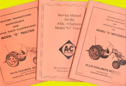 3 allis chalmers g tractor manuals oper serv implement
