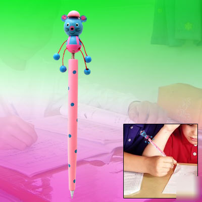 Blue & pink lovelycartoon mouse spring ball point pen