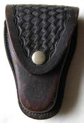 Vintage viking handcuff case hand made black leather