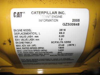 Caterpillar 3516 480/277 v 2000 kw diesel generator set