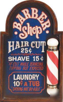 Barber sign haircut w/ raised pole fun salon chair