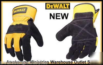 2PR) dewalt premium split cowhide leather palm glove lg