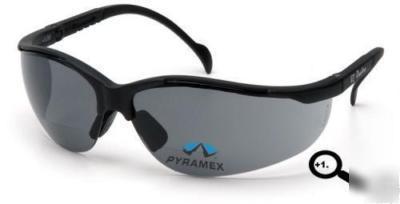 Pyramex venture ii gray +1.0 readers safety glasses