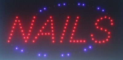 Red and blue led light nails sign (10'' x 19'')