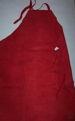 Welder's leather apron red heat-resistant 24 x 36
