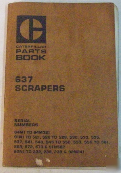 Caterpillar 1978 637 scrapers parts book