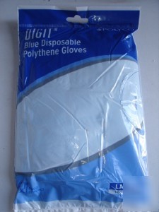 Digit large blue disposable polythene gloves x 1000