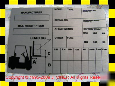 Forklift reach lift truck blank weight plate id not vin